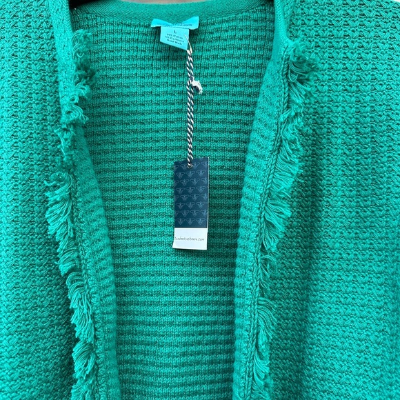 Two Bees Cashmere Cardigan Sweater Womens Size L Open Front Long Sleeves - Picture 6 of 8